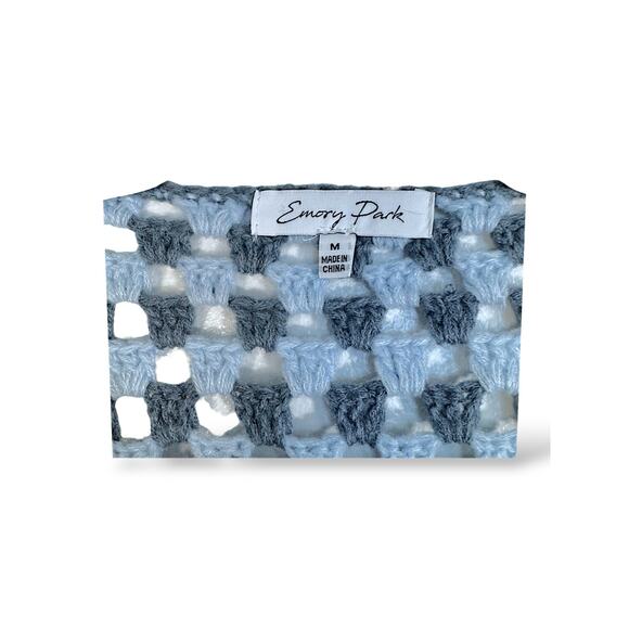 Emory Park Crochet Bolero Shrug Cardigan Open Knit Blue Gray Long Sleeve M - Picture 3 of 3